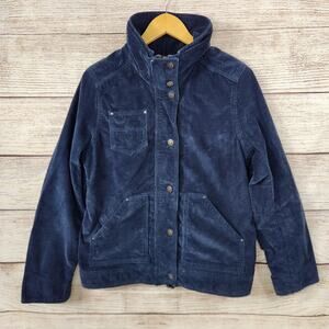 Eddie Bauer Corduroy Jacket Navy Blue Medium Buttons Vintage Y2K Chore Barn Coat